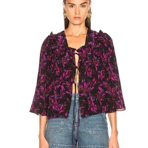 Les Reveries Tie Front Silk Top, Jacket